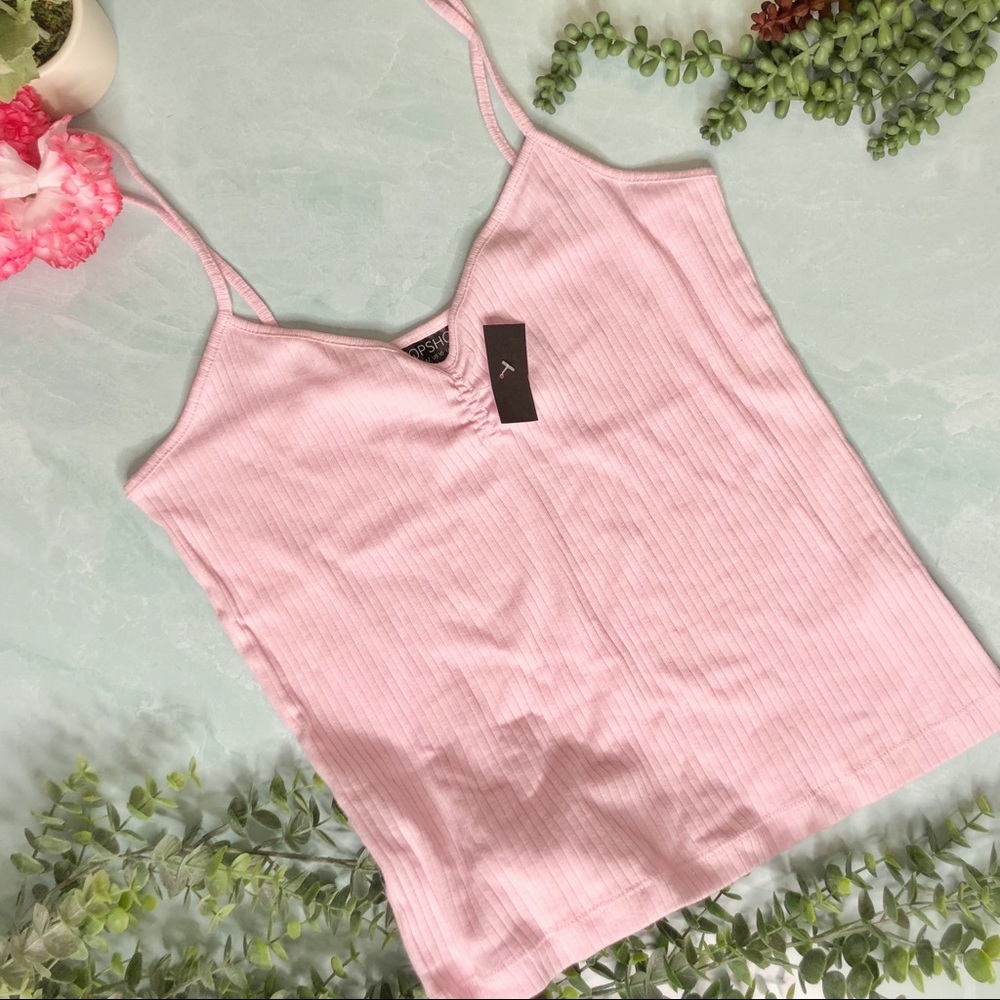 NWT TOPSHOP Ribbed Ruched Front Tank Top Cropped